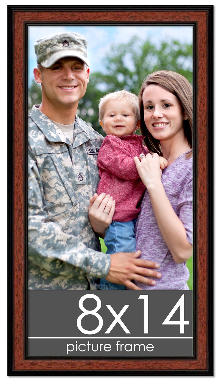 Photo Size Simple Brown Picture Frame - UV Acrylic, Foam Board Backing, Hanging Hardware